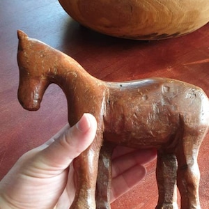 Hand carved wooden horse. Unique piece.
