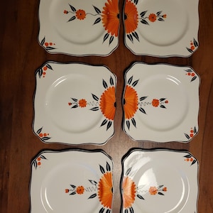 6 Art Deco Solian cake plates 1920