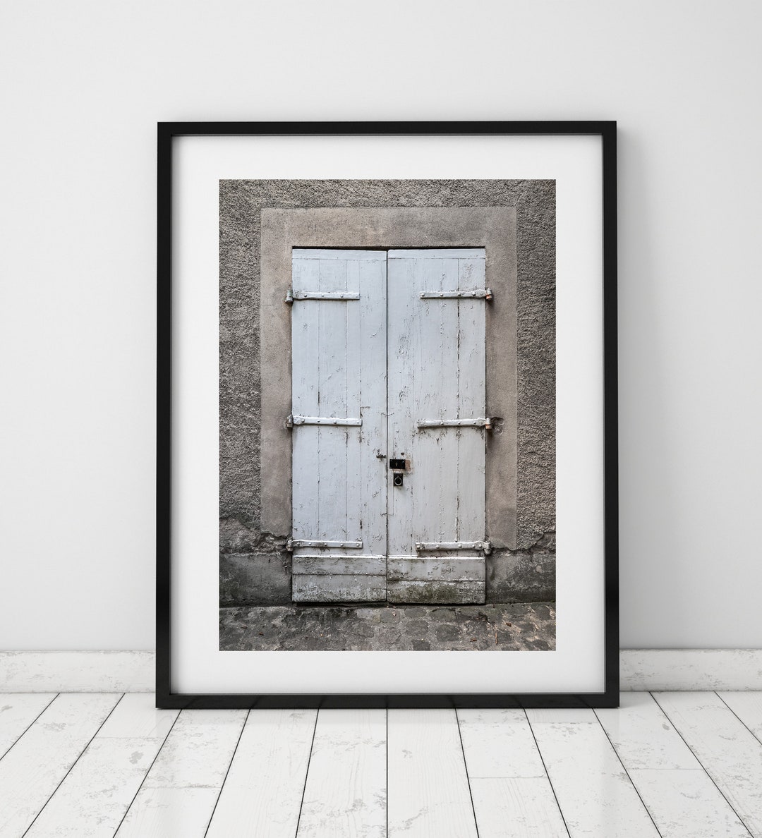 Curated visual reference: Rustic Wall Decor With Vintage Door Decor Reference: White And Cream Door Wall Art Home Decor Poster Rustic