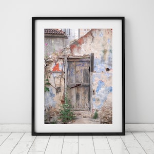 Colorful Blue Red and Cream Croatian Door Wall Art, Architecture Decor, Boho Rustic Vintage Door Print Photo, | PRINTABLE Digital Download