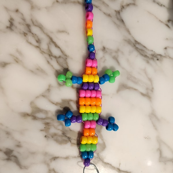 Pony Bead Lizard Keychain