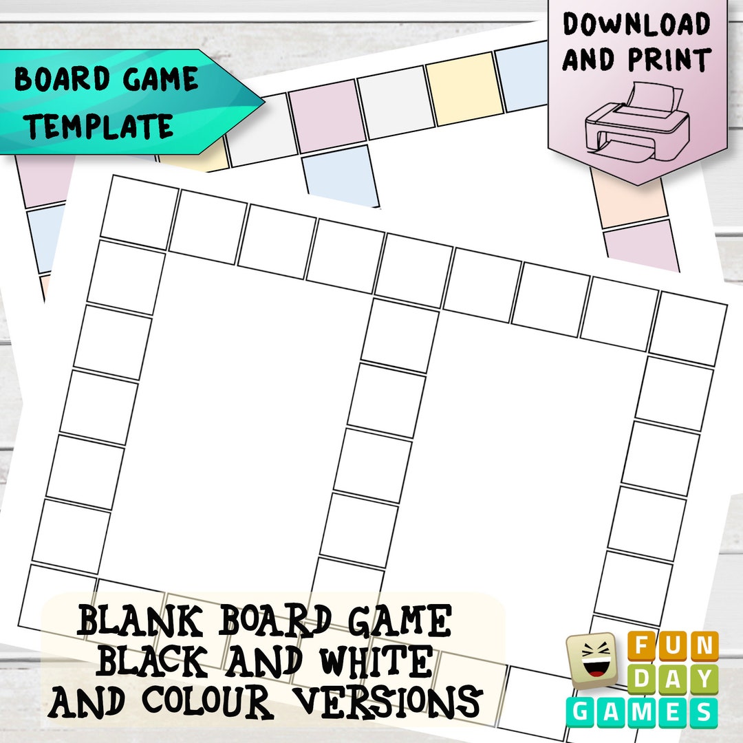 Printable Board Game Template 6, Blank Board Game, Educational Board