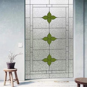Custom Size Stained Glass Film Non-adhesive Static Cling Vintage Retro Sticker Flower For Kitchen Bathroom Door Glass Cover