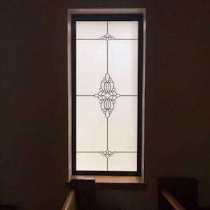 Minimalist Decorative Frosted Window Film - Custom Privacy Static Cling, Elegant Floral Centerpiece Design