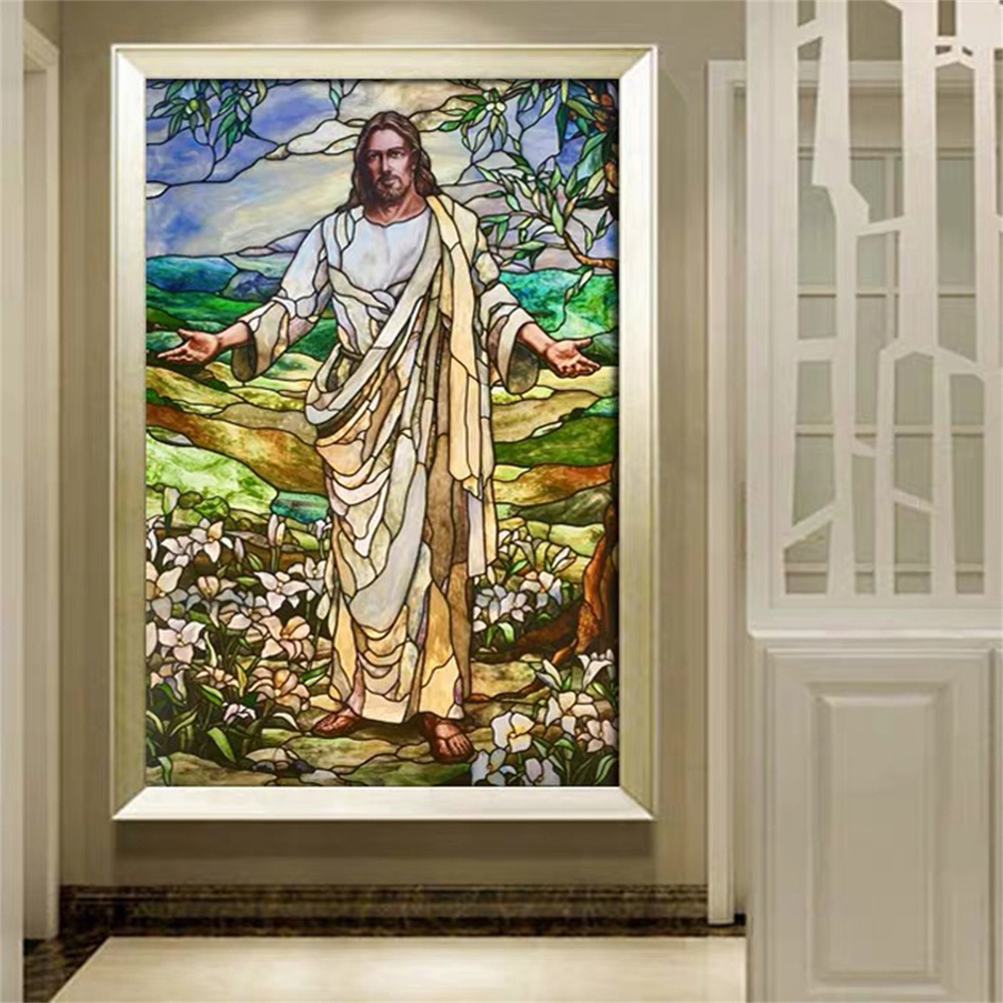 God Window Sticker Custom Size Jesus Christ Window Glass Films Sticker Paper Self-adhesive ...