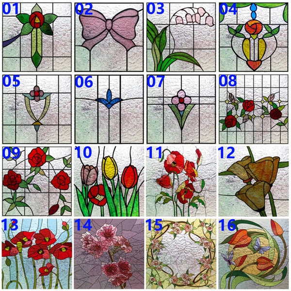 Window Film Stained Glass Decorative 3D Matte Uv Window Sticker Privacy Frosted Static Cling for Glass Garden Flower Custom Size