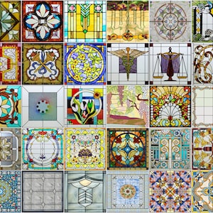 Customized Dimension Window Film, Stained Glass Decal, Vintage Style, Frosted Privacy, Static cling, Door, Office Décor for Home