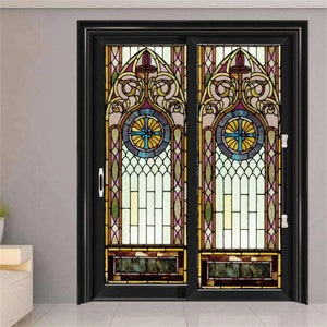 Window Film Glass Films Frosted Stained Fake Window with Cross Church Style Sticker Can Do Custom Size