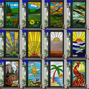 Custom Size Window Film Static Cling Frosted Privacy Stained Glass Stickers Print Sun,Mosaic For Window Door Home Decor
