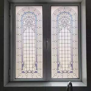 Classic Frosted Window Film - Vintage Decorative Arch Design, Privacy Static Cling, Custom Sizes