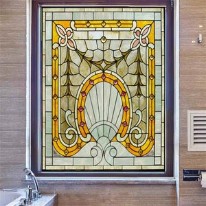 Custom Size Stained Glass Films Electrostatic Frosted Window Films Retro Window Stickers For Home Decor