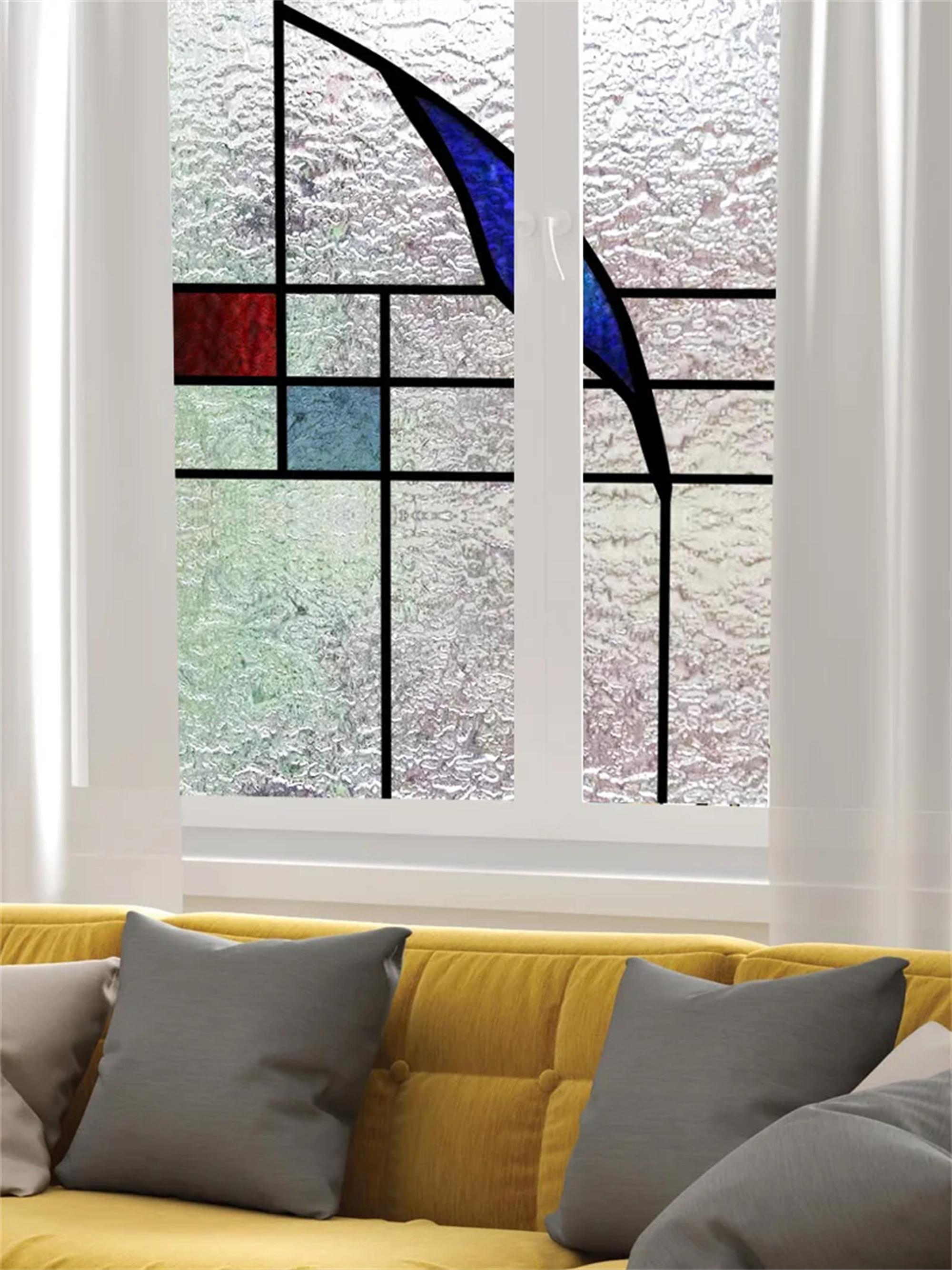 Customizable 3D Matte Stained Glass Window Film – Decorative Frosted Privacy Static Cling for Glass with UV Protection