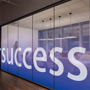 Custom Gradient Frosted Glass Film for Office – Curved Text, Colorful ...
