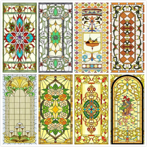 Electrostatic frosted stained glass window film church home foil door stickers PVC self-adhesive window films Custom Size