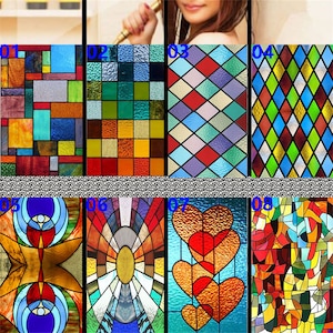 Custom Size Window Film Frosted Stained Glass Films Rainbow Effect Privacy Decorative Static Cling Sticker For Home Kitchen Bathroom Office