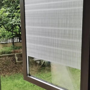 Frosted Striped Privacy Window Film - Non-Adhesive Static Cling - Elegant Glass Covering for Doors, Bathrooms, and Office Spaces