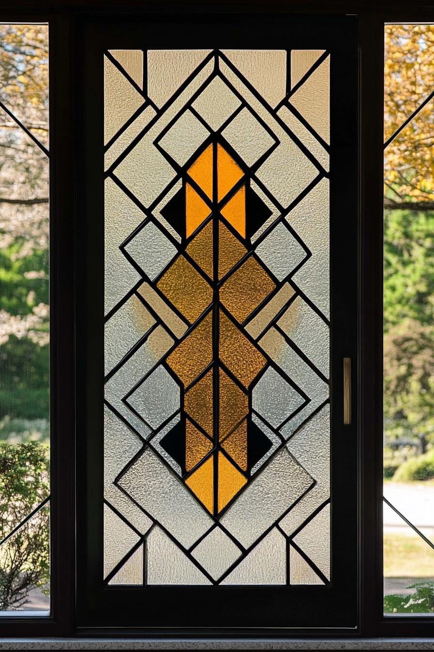 Custom Stained Glass Window Film - Geometric Art Deco Design for ...