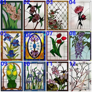Customized Art Design Flower Rose Static Cling Sticker Window Film Frosted Stained Glass Films