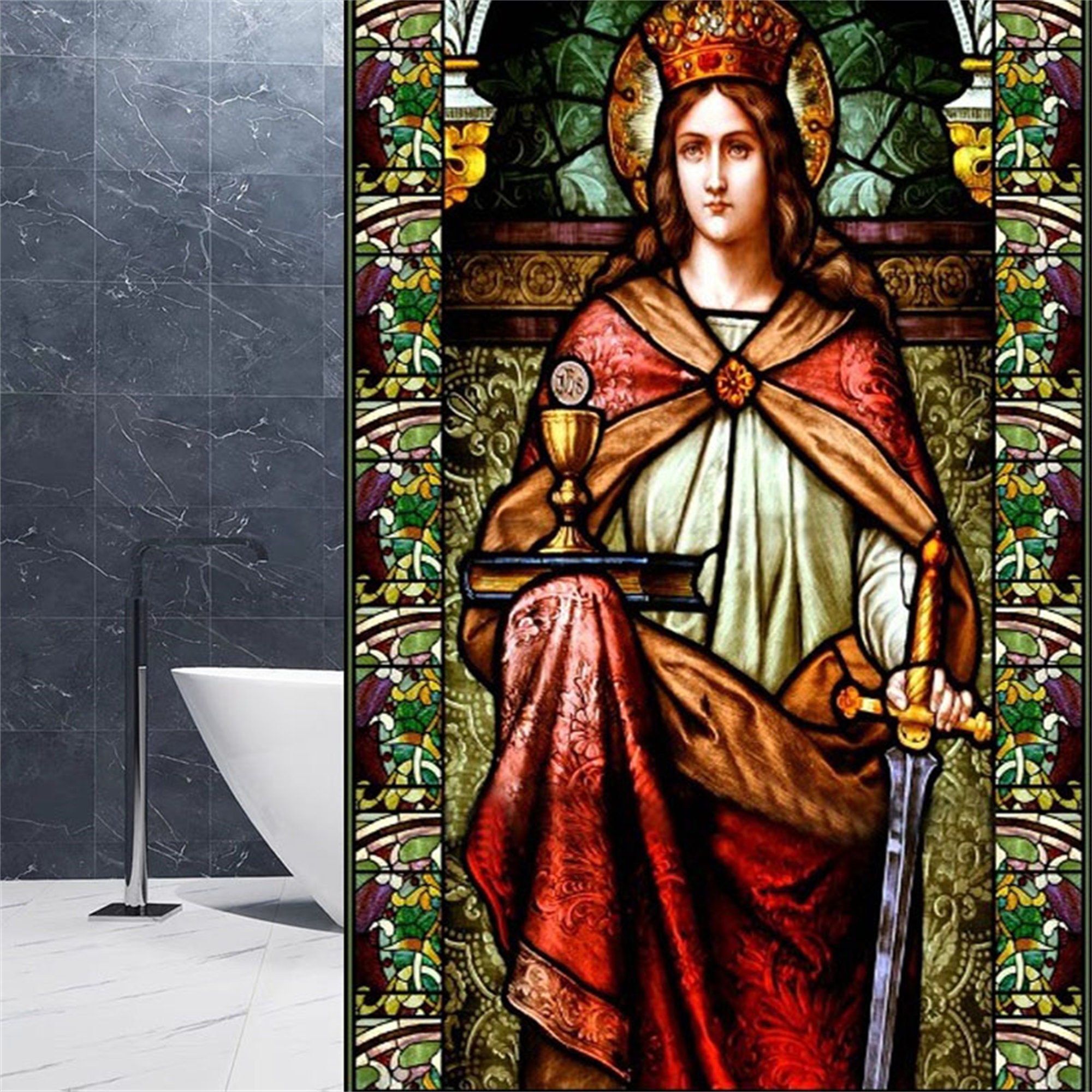 Custom Size Stained Glass Window Film European Retro Church Etsy