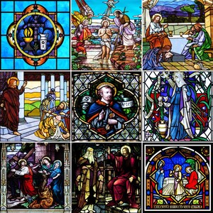 Custom Frosted Stained Glass Window Film,PVC Static Cling ,Retro Church Jesus Decor Foil Stickers