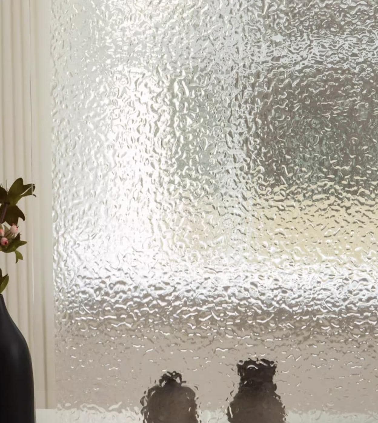 Textured Frosted Glass Window Film - Clear Privacy Static Cling - Non-Adhesive Decorative Film for Home, Office, and Bathroom Windows