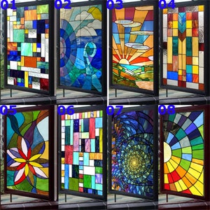 Custom Size Window Film  Frosted Privacy Rainbow Mosaic Stained Glass Stickers Static Cling For Window Door Home Decor