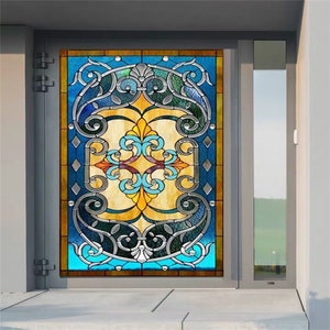 Window films Vintage European Style Art Stained Glass Film Door Stickers Custom Size