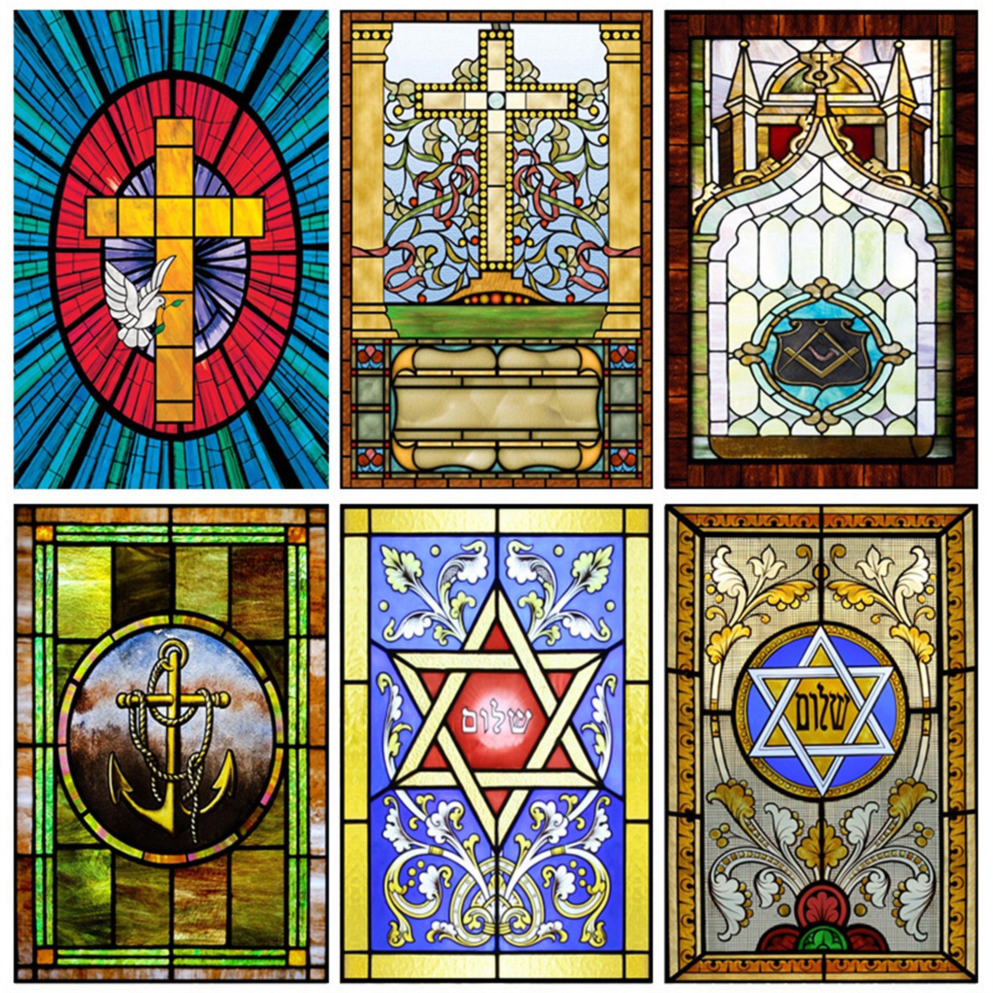 Electrostatic Window Film Church Chapel Stained Glass Stickers