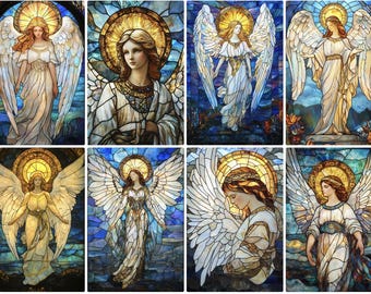 Stained Glass Angel Window Film - Custom Size Heavenly Guardian Decor for Home, Church, and Prayer Room