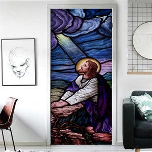 Jesus Christ Stained Window Glass Films Frosted Stickers For Kithchen Sliding Door Hallway Shower Room Home DecorCustom Size