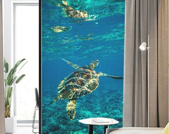 Custom Size Window Film Privacy Frosted Glass Sticker Heat Insulation and Sunscreen Sea Turtle Decoration Adhesive sticker for Home