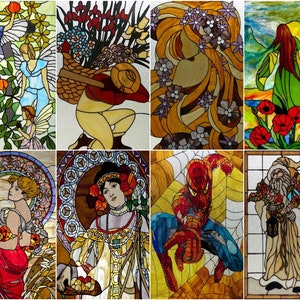 Custom Size Stained Glass Window Films,Mermaid,Flower Fairy,People Painting Stickers For Bathroom Bedroom Door Office Home Decor