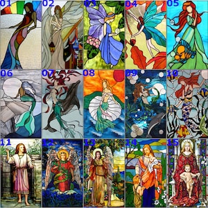 Custom Size Stained Glass Window Film, Static Cling Mermaid /Angel/Jesus Picture For Kitchen Bathroom Bedroom Glass Home Decor