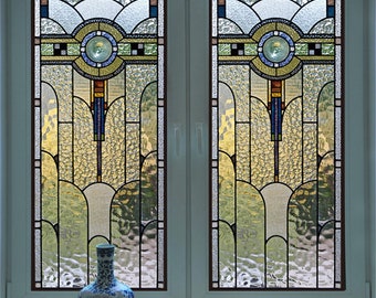 Película de vitral de tamaño personalizado, pegatina de iglesia, pintura Floral para puertas de armario de cocina, puerta corredera de baño, decoración del hogar