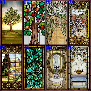 Custom Window Film Static Cling Stained Glass Frosted Privacy Vintage Colorful Stickers Bathroom Office Home Decor