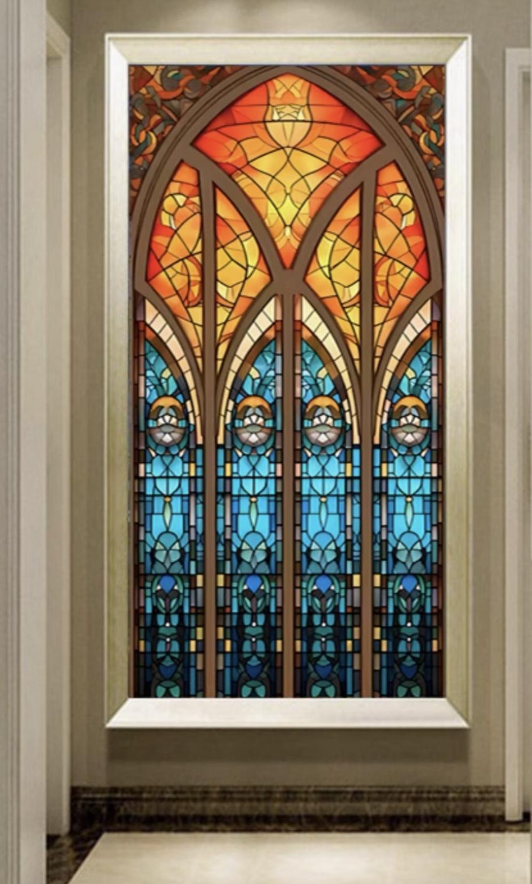 Gothic Stained Glass Window Film - Custom Decorative Privacy Film
