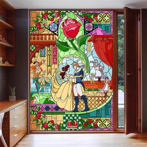 Stained Glass Wndow Film Frosted Glass Sticker Forest Custom Size Princess Prince For Kids Room Door Light Box Poster Home Decor