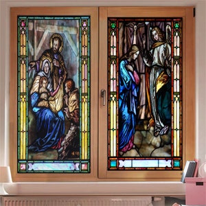 Window Film Frosted Stained Glass Films,Customized Church Chapel Prayer Room Home Decor