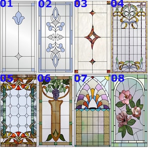 Customized Privacy Static Cling Window Film Frosted Stained Glass Films Vintage Door Sticker