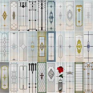 Privacy-Enhancing Frosted Stained Glass Window Films - Customizable Static cling with Vintage Rose Sticker, Perfect for Office & Home Décor