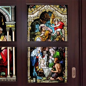 Customized Jesus Virgin Mary Church Picture,Window Film Frosted Stained Glass Films