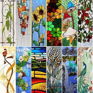 Custom Size Static cling Frosted Vintage Stained Glass Film Window Sticker - Glue-Free for Bathroom Doors, Ideal for Home Décor