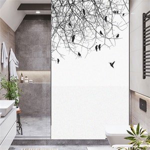 Window Privacy Film Glass Window Film Non-Adhesive Static Cling Glass Film Decorative Frosted Glass Window Film Window Heat Blocker