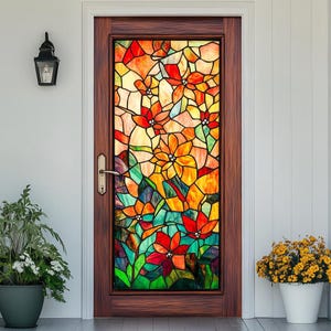 Stained Glass Window Covering – Customizable Decorative Frosted Film for Entry Doors & Interior Windows