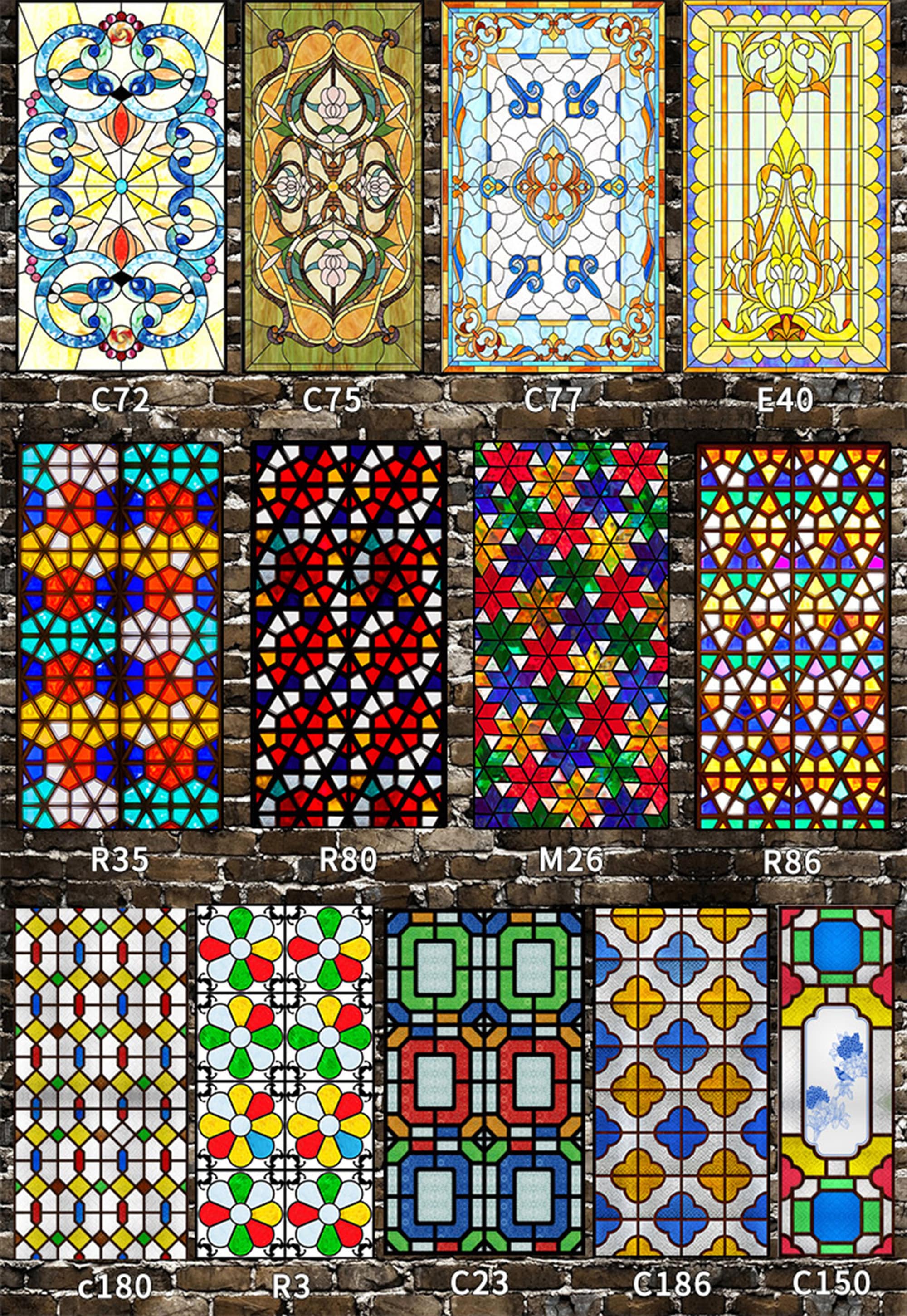 Pellicola per finestre in vetro colorato, decorativa, 3D