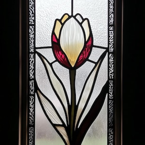 Custom Stained Glass Tulip Window Film - Elegant Decorative Privacy Film for Home and Office