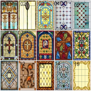 Custom size Window Film Victorian Stained Glass Films Customized Church-style Static Cling Sticker Kitchen Bathroom Substitute for Home