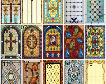 Custom size Window Film Victorian Stained Glass Films Customized Church-style Static Cling Sticker Kitchen Bathroom Substitute for Home