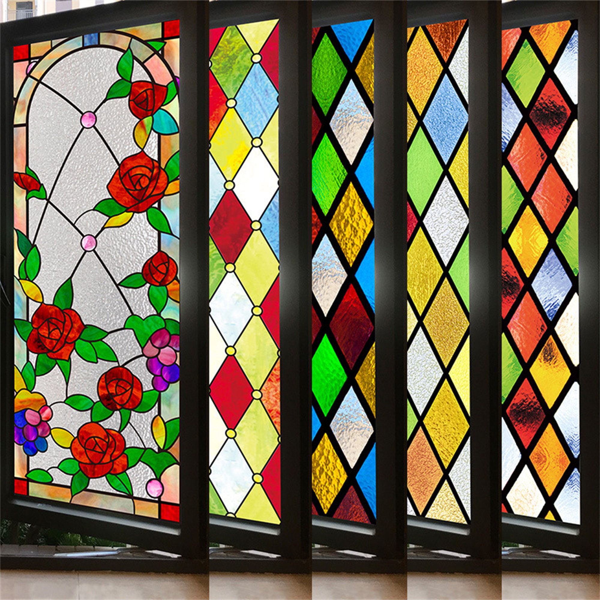 Decorative Window Film - Colorful Vinyl Glass Stickers, Privacy, No Glue, Static Adhesive, Anti-UV for Home