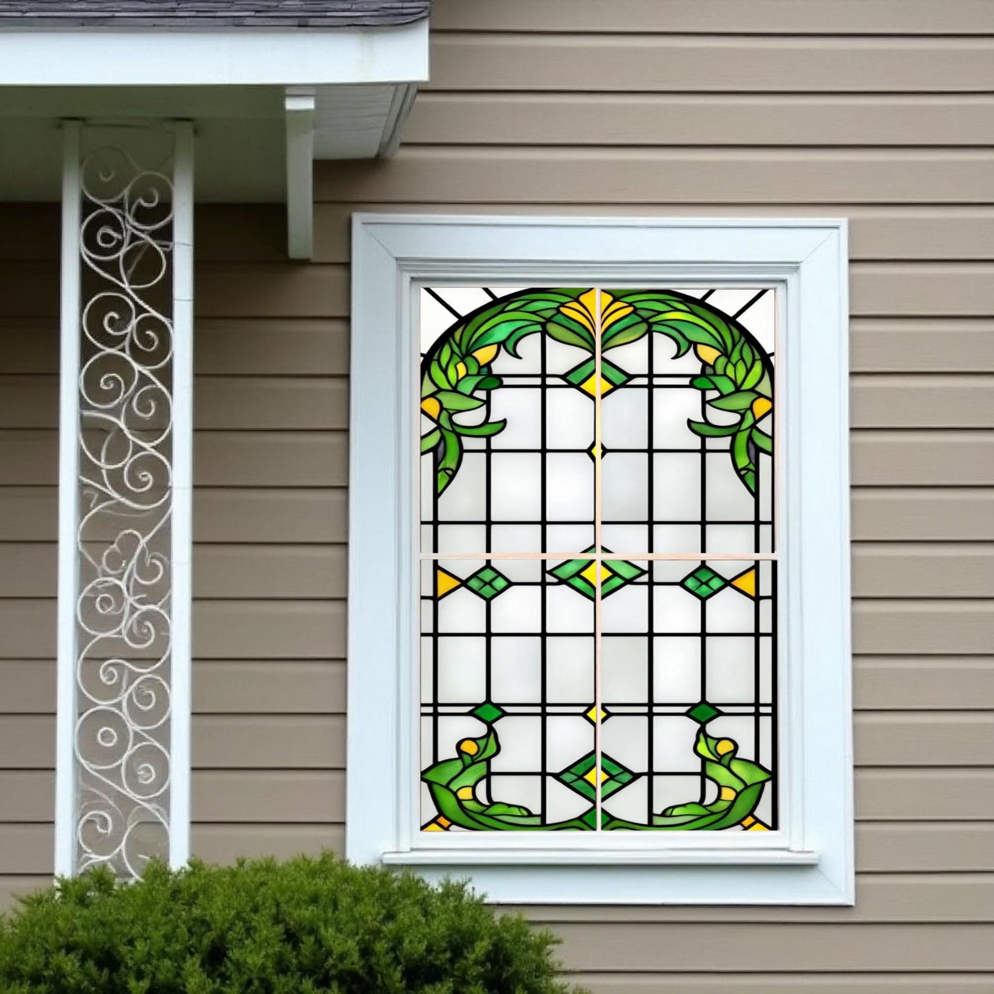 Película Decorativa Para Ventanas Tipo Vidriera - Diseño Geométrico A Mano, 43x300 Cm